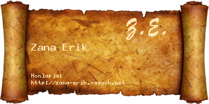 Zana Erik névjegykártya